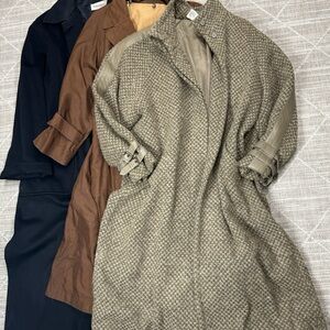 Vintage Italian Leather Trim, Silk-Lined, Mohair Knit Luxury Peacoat